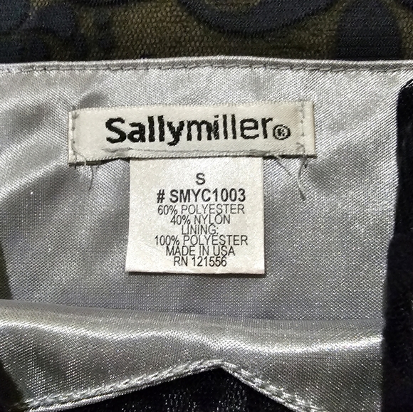 SALLY MILLER Victorian Vibes Dress Silky Silver Lining Deep Blue Sheer Velvet - Picture 12 of 17